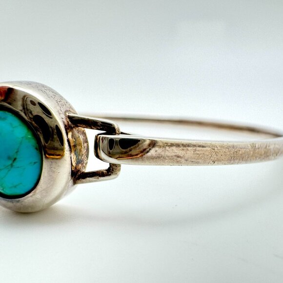 Vtg Taxco Sterling Silver Turquoise Bracelet Mexico 6.5 Inch - Picture 2 of 9